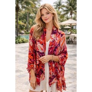 LOFT Floral Tropical Scarf Wrap Resort Vacation‎ Lightweight Shawl